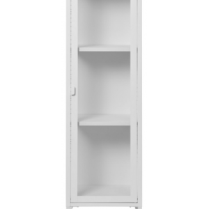 Bris lille vitrineskab i metal og glas H140 x B40 x D35 cm - Hvid/Klar