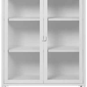 Bris skænk i metal og glas H101,5 x B80 x D40 cm - Hvid/Klar