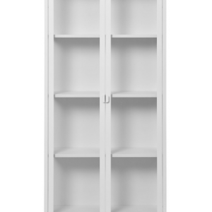 Bris vitrineskab i metal og glas H175 x B80 x D35 cm - Hvid/Klar