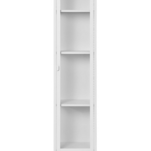 Bris vitrineskab i metal og glas H180 x B40 x D35 cm - Hvid/Klar