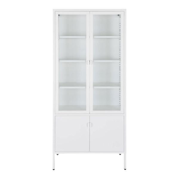HOUSE NORDICÂ Brisbane Vitrineskab - Vitrineskab, 4 låger, stål, hvid 80x35x180 cm