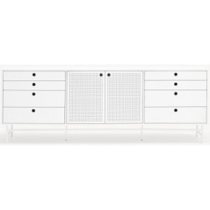 Punto sideboard i metal og mdf finér B212 cm - Hvid/Hvid