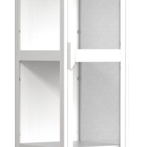 VCM NORDIC Floka XL vitrineskab, m. 1 låge og 3 hylder - glas og hvid stål