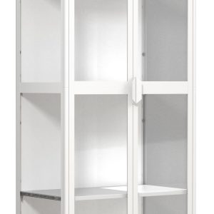 VCM NORDIC Floka XXL vitrineskab, m. 2 låge og 3 hylder - glas og hvid stål