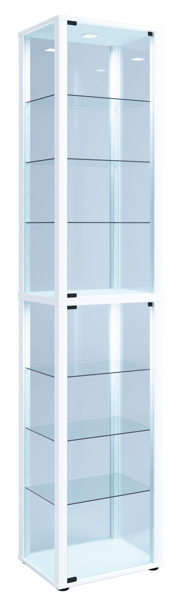 Vitrineskab i glas, 227 x 50 x 38 cm, hvid