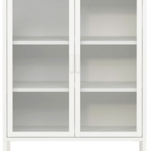 FAUS Lavt vitrineskab i stål og glas H101,5 x B80 x D40 cm - Hvid/Klar