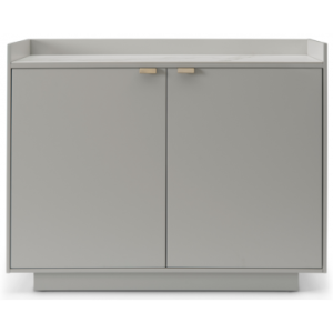 SAVIOR Skænk i MDF og egetræsfinér B95 cm - Mat beige/Hvid marmor