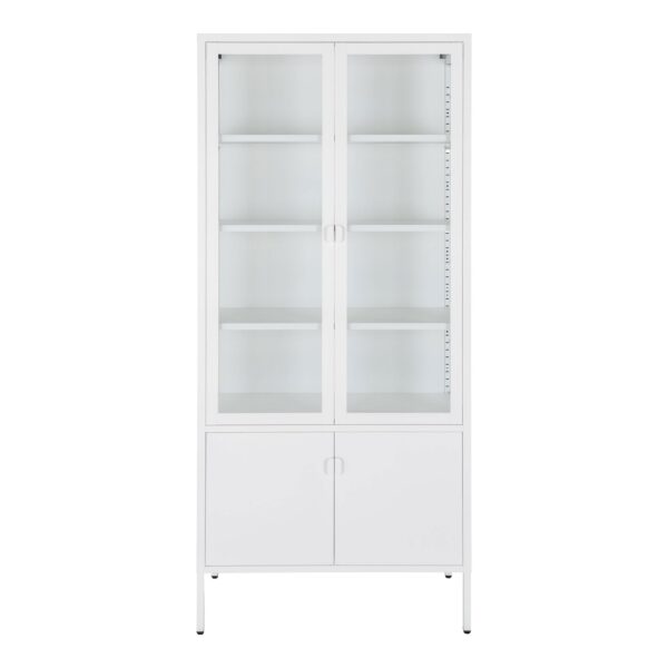 Brisbane Vitrineskab - Vitrineskab, 4 låger, stål, hvid 80x35x180 cm
