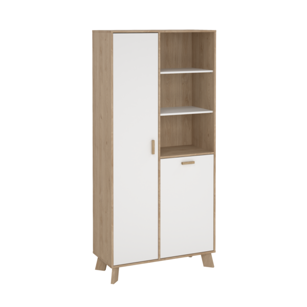 Estate vitrineskab i hvid egelook 188 x 89 cm med justerbare hylder