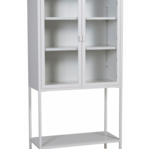 MICHAEL Vitrineskab i stål og glas H150 x B75 x D35 cm - Hvid