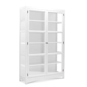 Living Goodies Carlington Edge vitrineskab - medium - hvid - Hvid udvendig / Gråbrun indvendig