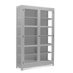 Living Goodies Carlington Edge vitrineskab - medium - lysegrå - Lysegrå udvendig / hvid indvendig