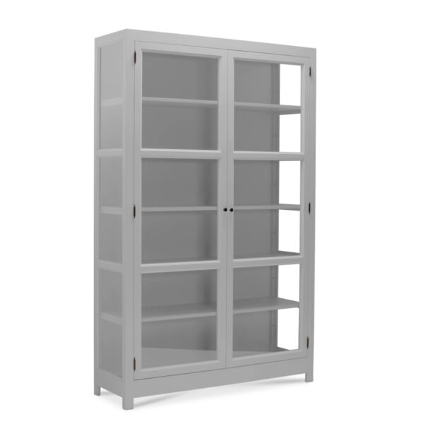 Living Goodies Carlington Edge vitrineskab - medium - lysegrå - Lysegrå udvendig / hvid indvendig