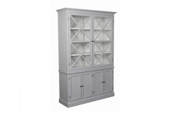 Orø Vitrineskab - 211x142x46 cm Lysgrå/Hvid