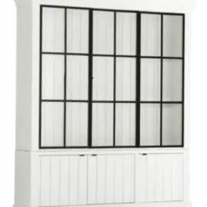 FLAMANT JASON Vitrineskab i fyrretræ med lys H222 x B192 x D44 cm - Hvid