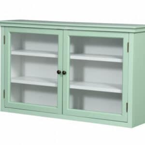 Amager Væghængt Vitrineskab - 60x100x26 cm Pastelgrøn/Hvid