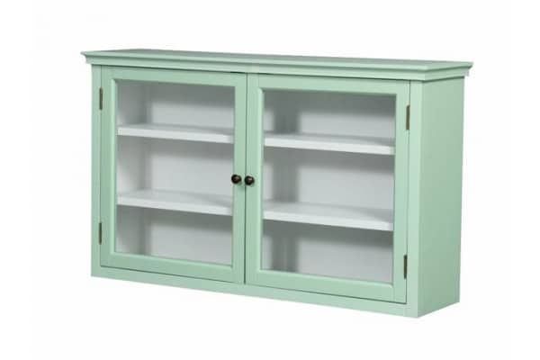Amager Væghængt Vitrineskab - 60x100x26 cm Pastelgrøn/Hvid
