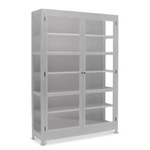 Living Goodies Carlington Edge vitrineskab - large - lysegrå - Lysegrå udvendig / Grøn indvendig