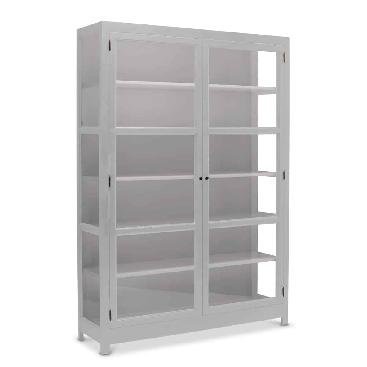 Living Goodies Carlington Edge vitrineskab - large - lysegrå - Lysegrå udvendig / Grøn indvendig