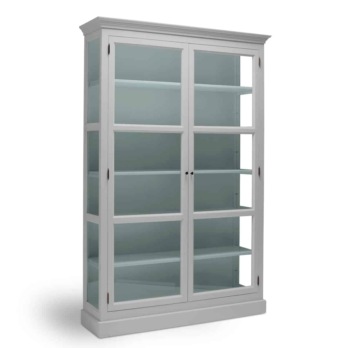 Living Goodies Carlington Original vitrineskab - medium - lysegrå - Lysegrå udvendig / Grøn indvendig