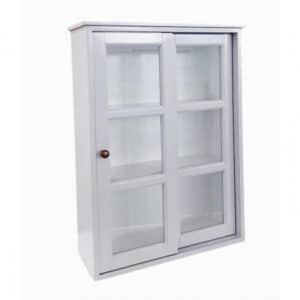 Sejerø Væghængt Vitrineskabe m/skydelåger - 70x50x20 Lysgrå/Hvid