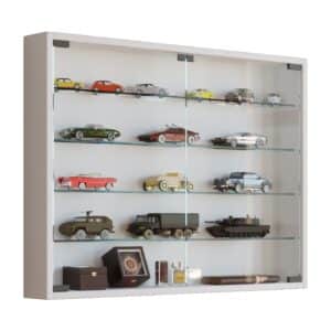 Vægvitrineskab med ESG-sikkerhedsglas, 60x80x10 cm, hvid