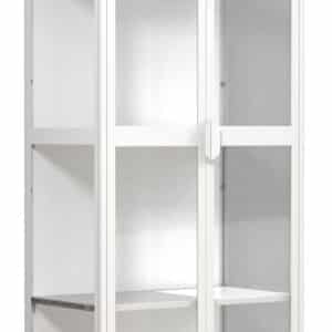 VCM NORDIC Floka XXL vitrineskab, m. 2 låge og 3 hylder - glas og hvid stål