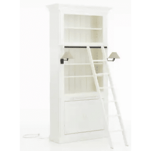 FLAMANT BALMORE Vitrineskab i jern og fyrretræ med lamper H248 x B124 x D44 cm - Antik hvid