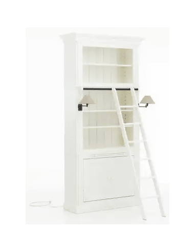 FLAMANT BALMORE Vitrineskab i jern og fyrretræ med lamper H248 x B124 x D44 cm - Antik hvid