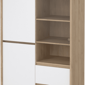 Vitrineskab Vesterholm Next, Jackson Hickory/hvid højglans, H170xB100xD48 cm, vægmonteret