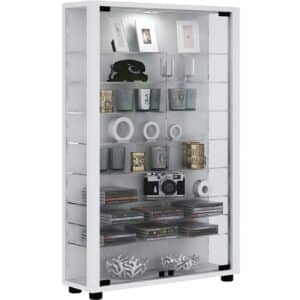 Fritstående vitrineskab, 90x59x18 cm, hvid