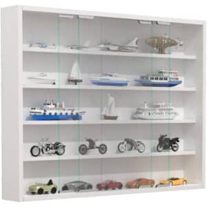 Vitrineskab i glas, 60 x 77 x 10 cm, hvid