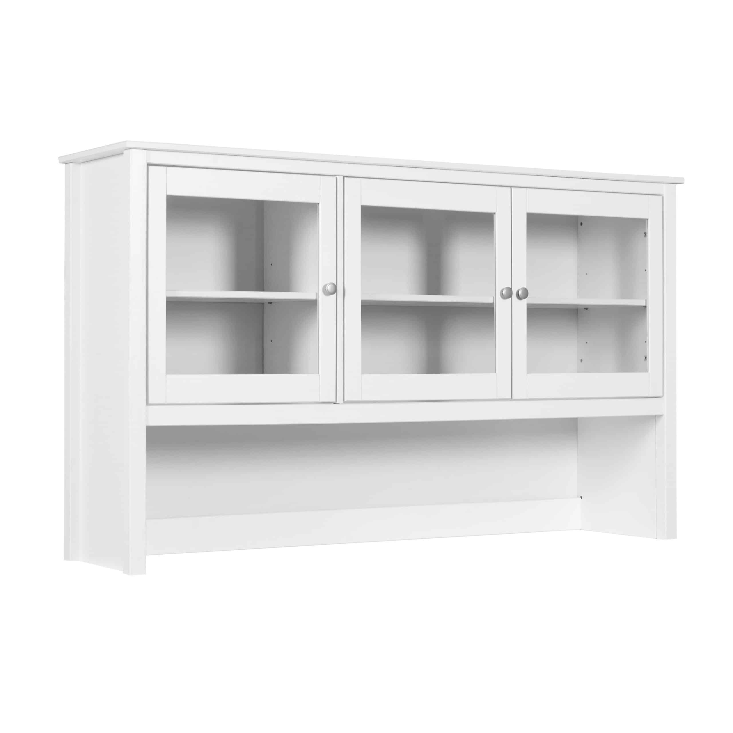 NORDIC LIVING COLLECTION Chilly Home vitrineskabs top, m. 3 låger og 3 hylder - glas og hvid fyrretræ